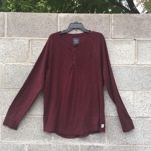 American Eagle Outfitters Henley Shirt Men’s Size XXL Maroon Long Sleeve